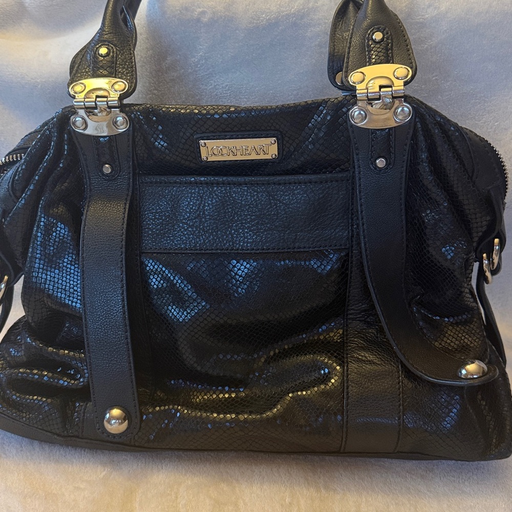 AUTH BRIGHTON LOCKHEART BLACK RARE SHOULDER PURSE